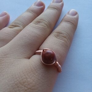 Red Agate wire wrapped ring size 8